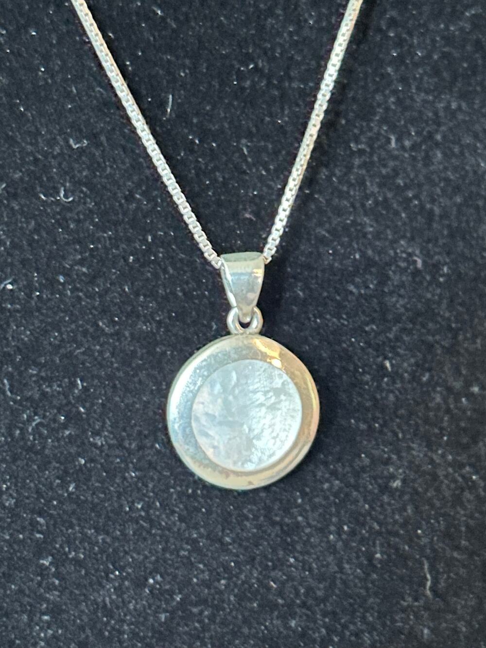 Vintage Mother of Pearl Necklace Italy Chain NF Thailand 925 Sterling Silver